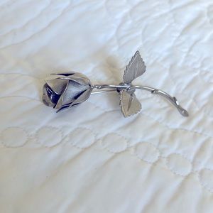 Vintage Silver Rose Brooch